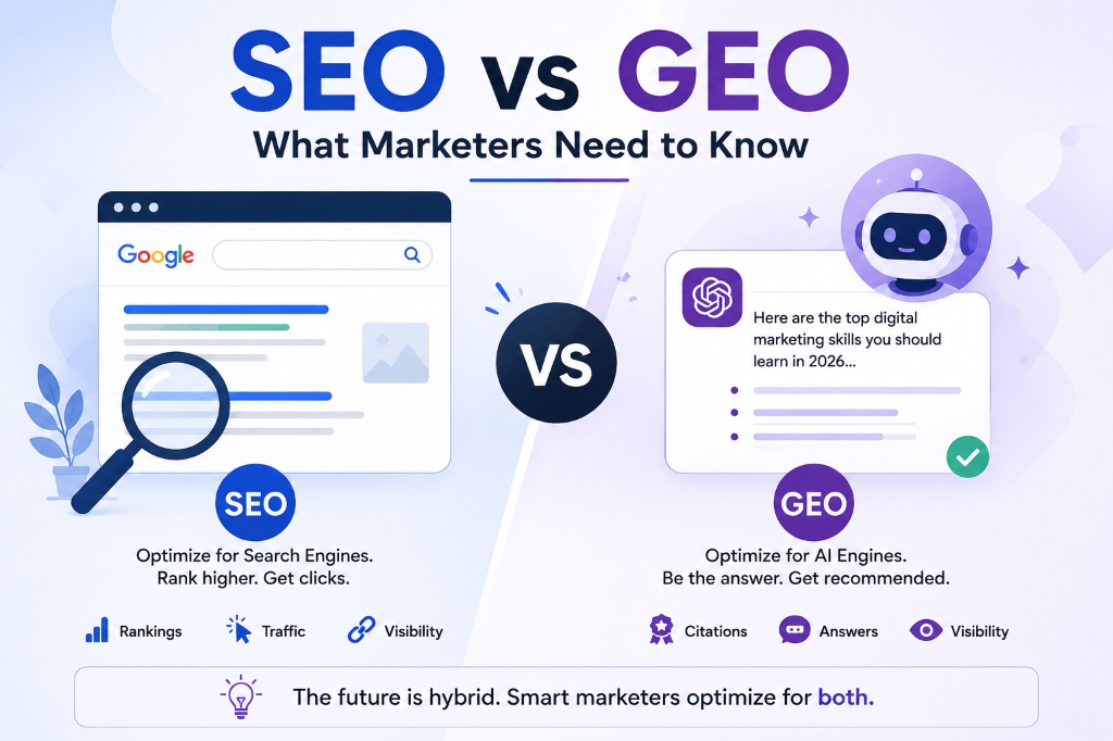 SEO vs GEO: What Marketers Need to Know in the Age of AI